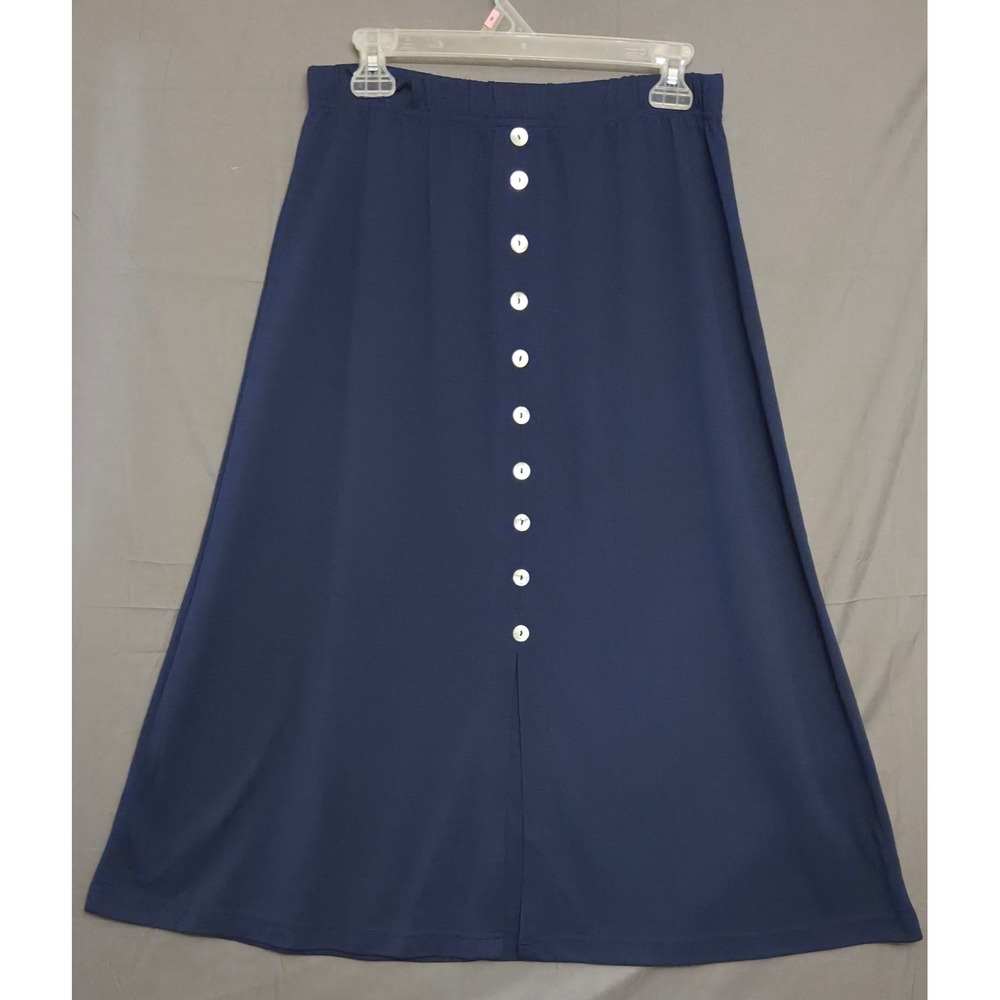 Orvis Button Sequence‎ Maxi Skirt Women's Size Medium Navy